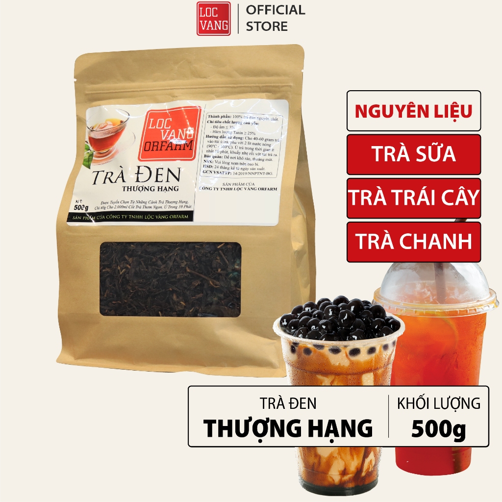  Trà Đen Hồng Trà Nguyên Liệu Làm Trà Sữa Trân Châu Đường Đen Tự Pha THƯỢNG HẠNG 500g 