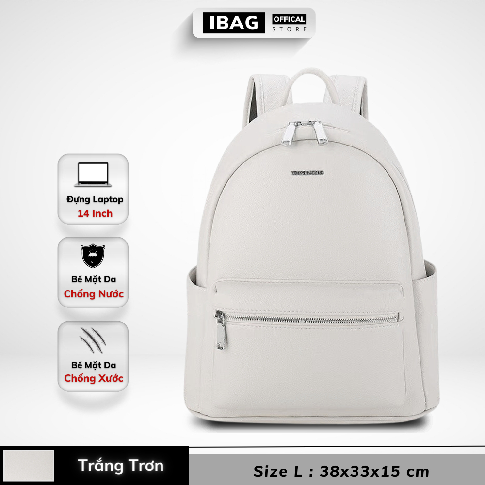 Balo Da Đi Học IBAG Balô Da Thời Trang Nam Nữ Cặp Da Pu Cao Cấp Chống Nước Cặp Ulzzang Balo Đựng Lap