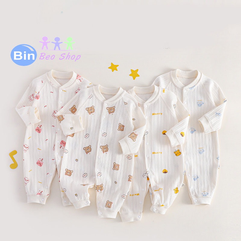 Bộ đồ liền thân Body dài tay cho bé trai bé gái sơ sinh vải cotton Diamond Hàng Quảng Châu Cao Cấp