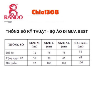 Bộ áo mưa Best Thông dụng hiệu Rando