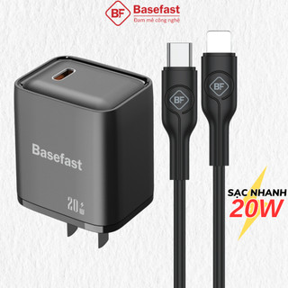 Bộ sạc nhanh 20W Basefast dùng cho xsm 11 12 13 14 pro ... Củ sạc nhanh PD20w dây silicon siêu bền