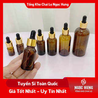 Lọ Chiết Serum 🏵️ Lọ Chiết Mỹ Phẩm Thủy Tinh Nắp Bóp Nhỏ Giọt Khoen Vàng 5ML/10ML Dùng Đựng Tinh Dầu, Serum
