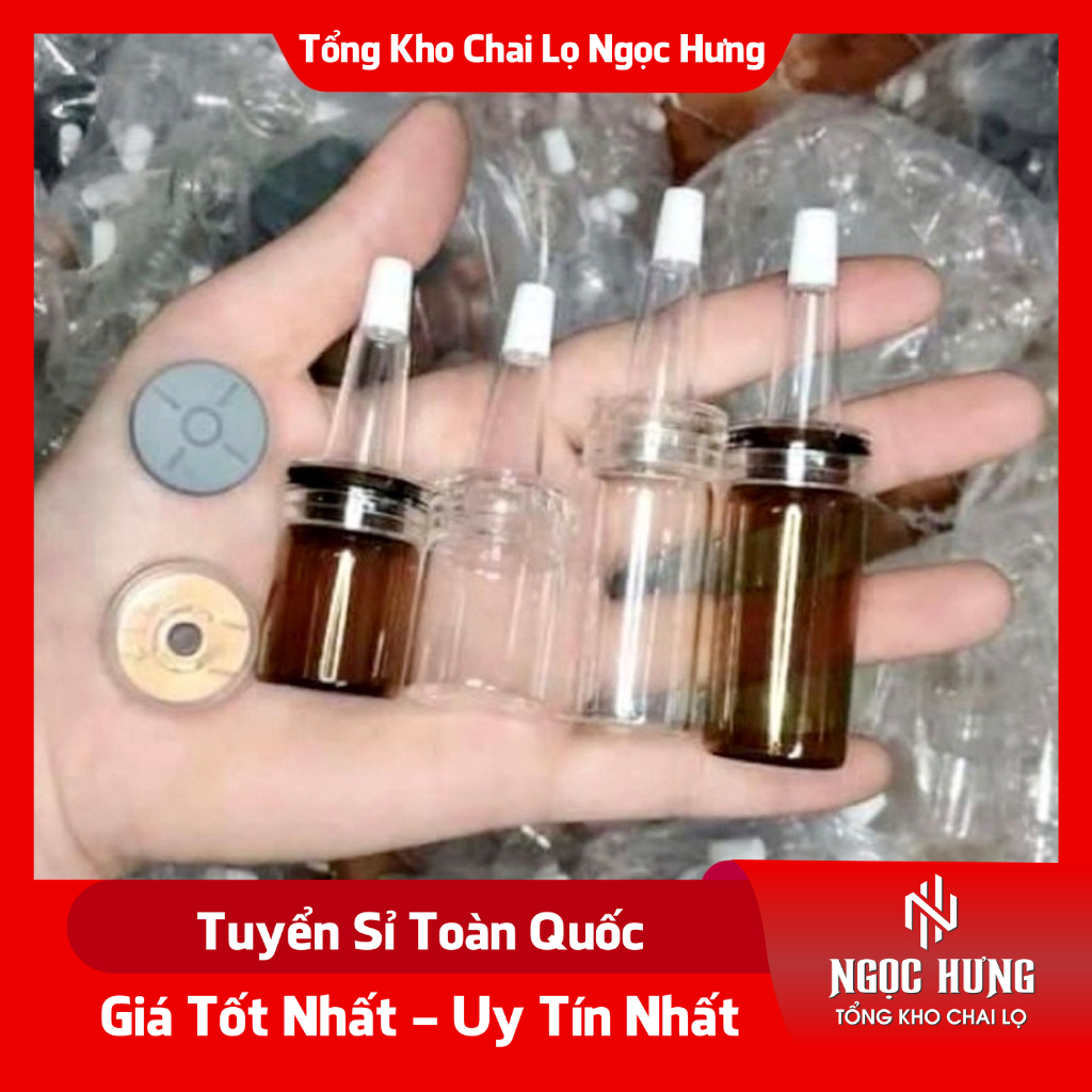 Lọ Chiết Serum 5ml/10ml Nút Nhọn - Chai Chiết Tinh Dầu Bộ 3 Nút (Nắp Nhôm + Nắp Cao Su + Nắp Nhọn) - Dụng Cụ Spa