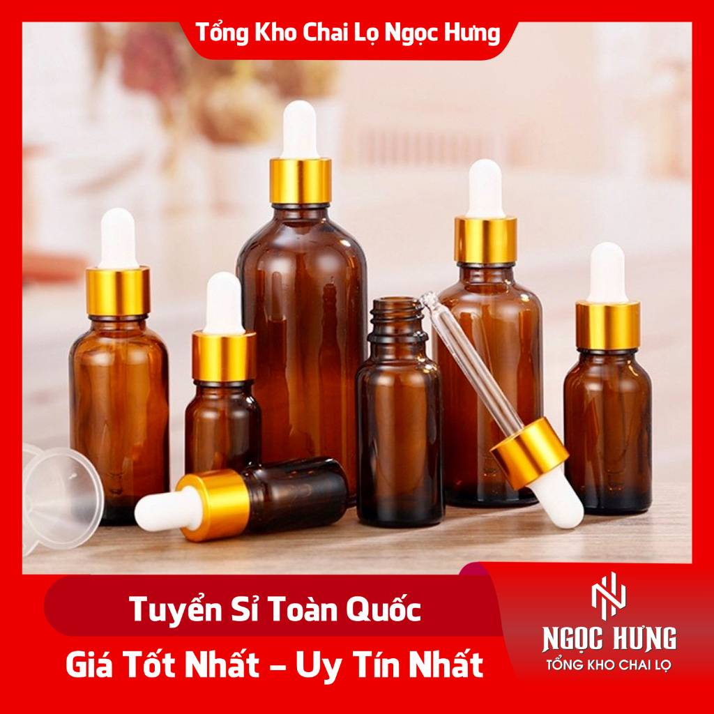 Lọ Chiết Serum 🏵️ Lọ Đựng Tinh Dầu  Nắp Bóp Nhỏ Giọt Khoen Vàng 50ML/100ML Thiết Kế Nhỏ Gọn,  Chiết Mỹ Phẩm Du Lịch