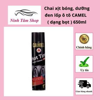 Chai xịt bóng lốp, dưỡng đen lốp ô tô CAMEL - Hot tire ( dạng bọt ) 650ml