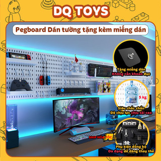  Kệ giá treo tường trang trí pegboard để đồ decor bàn học phòng bếp nhà tắm kèm phụ kiện không cần khoan đục DQ TOYS 