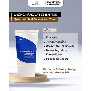 Kem chống nắng vật lý isntree hyaluronic acid natural sun cream