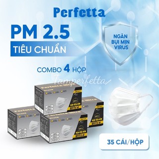 Combo 4 Hộp Khẩu Trang YTế Cao Cấp Perfetta Ultra 4 Lớp Kháng Khuẩn, Lọc Bụi Mịn PM 2.5 (35 cái/hộp)