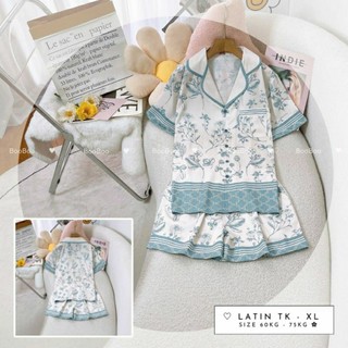 Đồ mặc nhà pijama lụa latin quần đùi freesize - 60 ký đến 75 ký