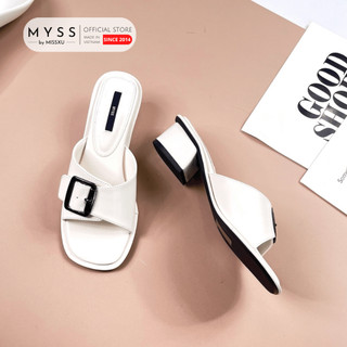  Giày guốc sục nữ MYSS mũi vuông bo phối khóa D 3cm cao cấp - SU210 