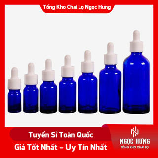 Lọ đựng tinh dầu 50ml/100ml màu xanh lá/xanh dương chất thủy tinh trong dày dặn dùng chiết tinh chất serum, tinh dầu