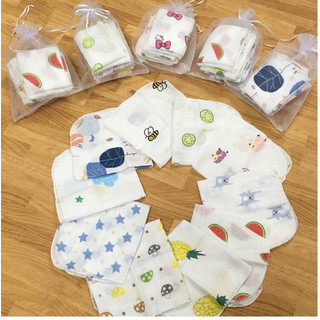 Set 10 khăn sữa Aden họa tiết dễ thương cho bé