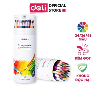 Bút Chì Màu Cốc Kèm Chuốt Gọt Deli/Grasp - Màu Chì Cho Bé An Toàn Vẽ Phác Họa Tô Màu 12/24/36/48 màu