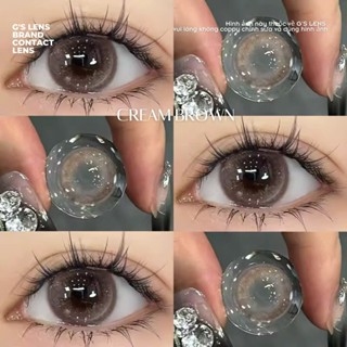 Kính áp tròng Gslens CREAM BROWN xám nâu nhũ lens cận 6 tháng G.DIA 14.2mm có độ (0-8) NỘI ĐỊA TRUNG