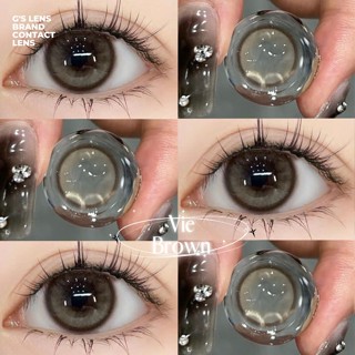  Kính áp tròng Gtrendy VIE BROWN màu nâu xám tự nhiên giãn nhẹ lens cận 6 tháng G.DIA14.2mm có độ 0-7  