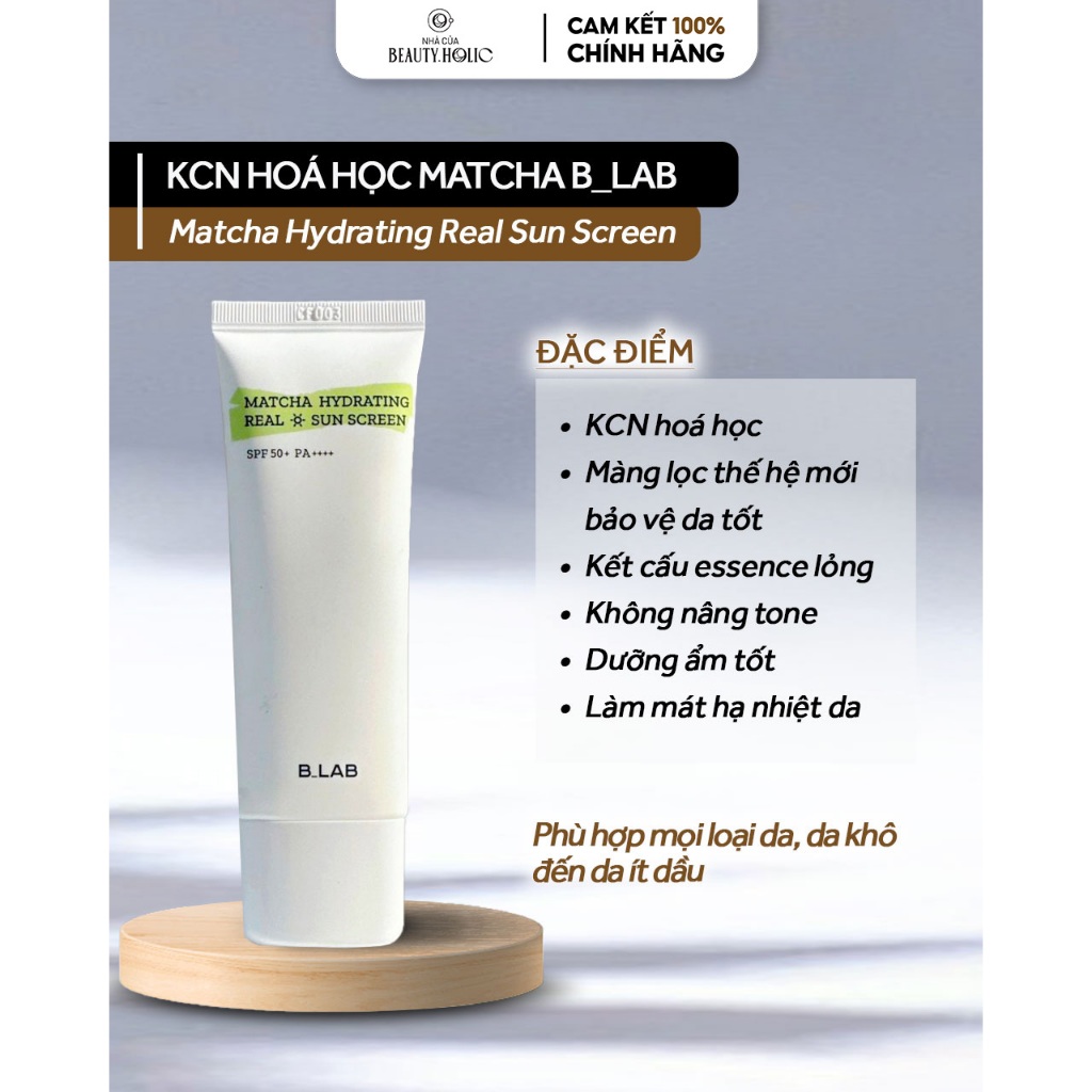 Kem chống nắng hoá học B_LAB MATCHA HYDRATING REAL SUN SCREEN