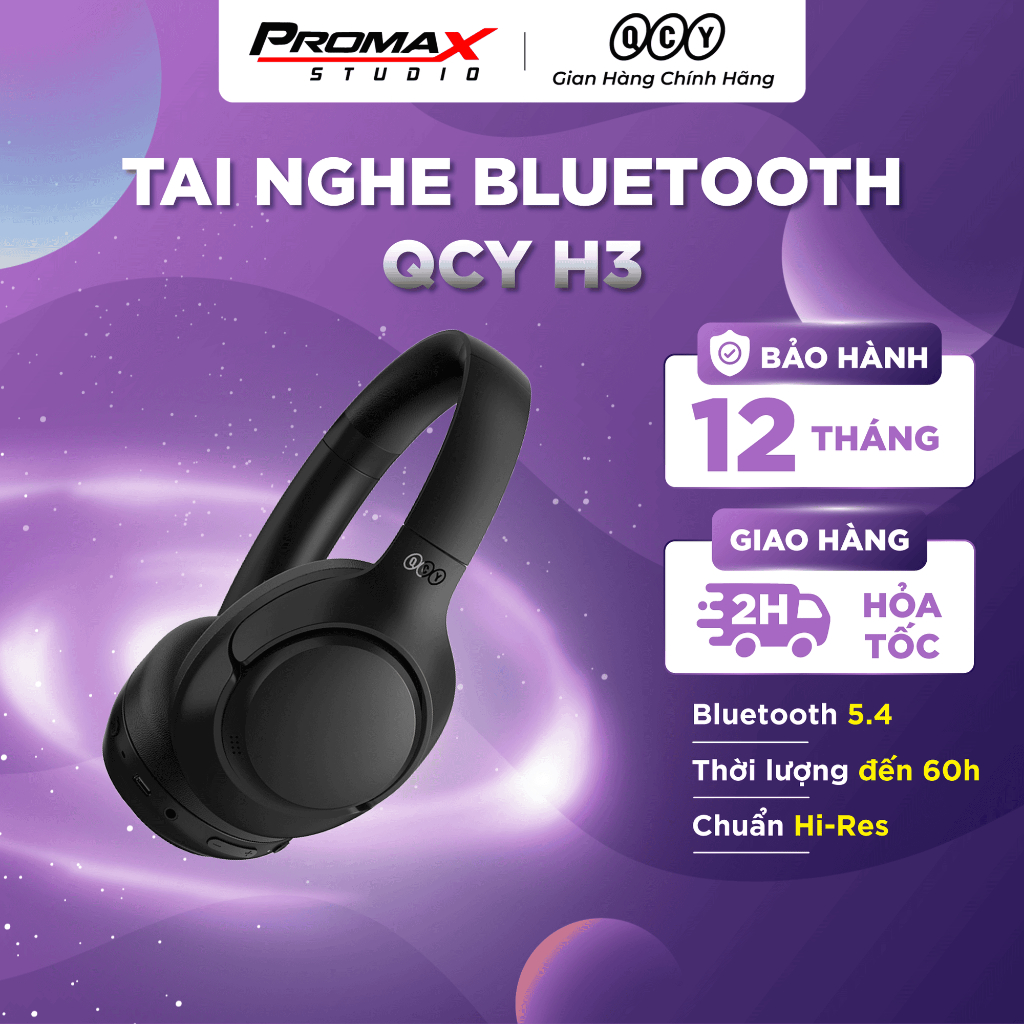 Tai Nghe Chụp Tai Không Dây QCY H3 (Bluetooth v5.4, 60H, ANC)