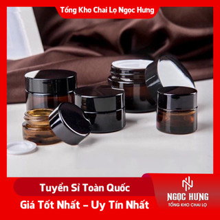 Hủ Đựng Kem 🏵️ Hũ Chiết Mỹ Phẩm Thủy Tinh Nâu Nắp Đen 5g/10g/15g/20g Thiết Kế Nhỏ Gọn, Sang Trọng Chuyên Dùng Spa
