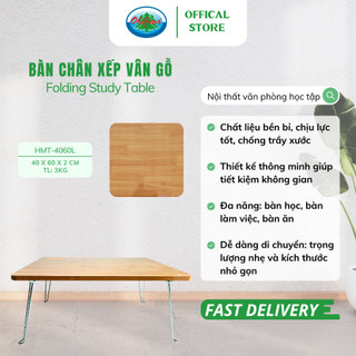 Bàn chân xếp học sinh, sinh viên vân gỗ gấp gọn hmt-4060l bàn ngồi bệt đa năng tiện dụng chính hãng