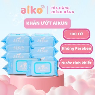 Combo 03 Bịch Khăn ướt Aikun không mùi 120 tờ/bịch - Aiko Size 15cm x 18cm khăn giấy ướt Vệ sinh cho Bé