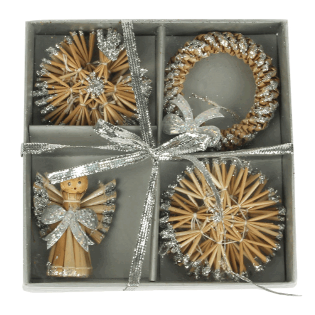 Hộp Phụ Kiện Treo Cỏ Lúa Khô Handmade E83 Treo Cây Thông Noel Phụ Kiện Trang Trí Giáng Sinh