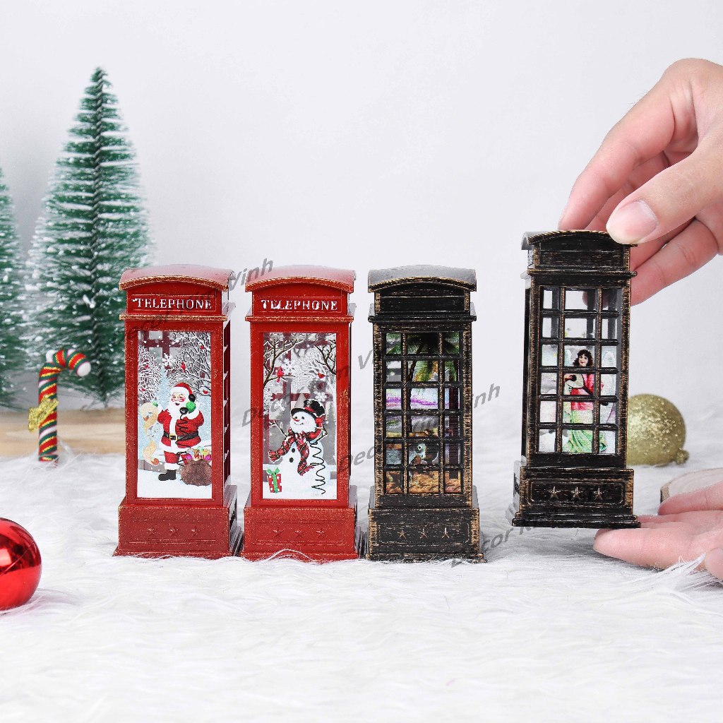 Đèn Nến Điện Tử Mô Hình Tủ Điện Thoại DEN05 Trang Trí Noel Phụ Kiện Giáng Sinh