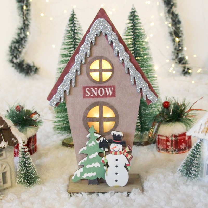 Ngôi Nhà Để Bàn Có Đèn HDB17 Trang Trí Noel Phụ Kiện Giáng Sinh