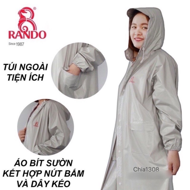 Áo mưa dây kéo Bosur hàng chính hãng Rando không thấm nước