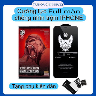 [KK 4D] Kính Cường lực chống nhìn trộm- Full màn - dành cho iphone 7P đến 15Promax