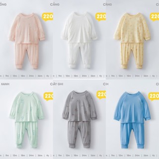 CHAANG - Bộ quần áo dài tay chất liệu mềm mát, thấm hút cho bé trai bé gái (form to)