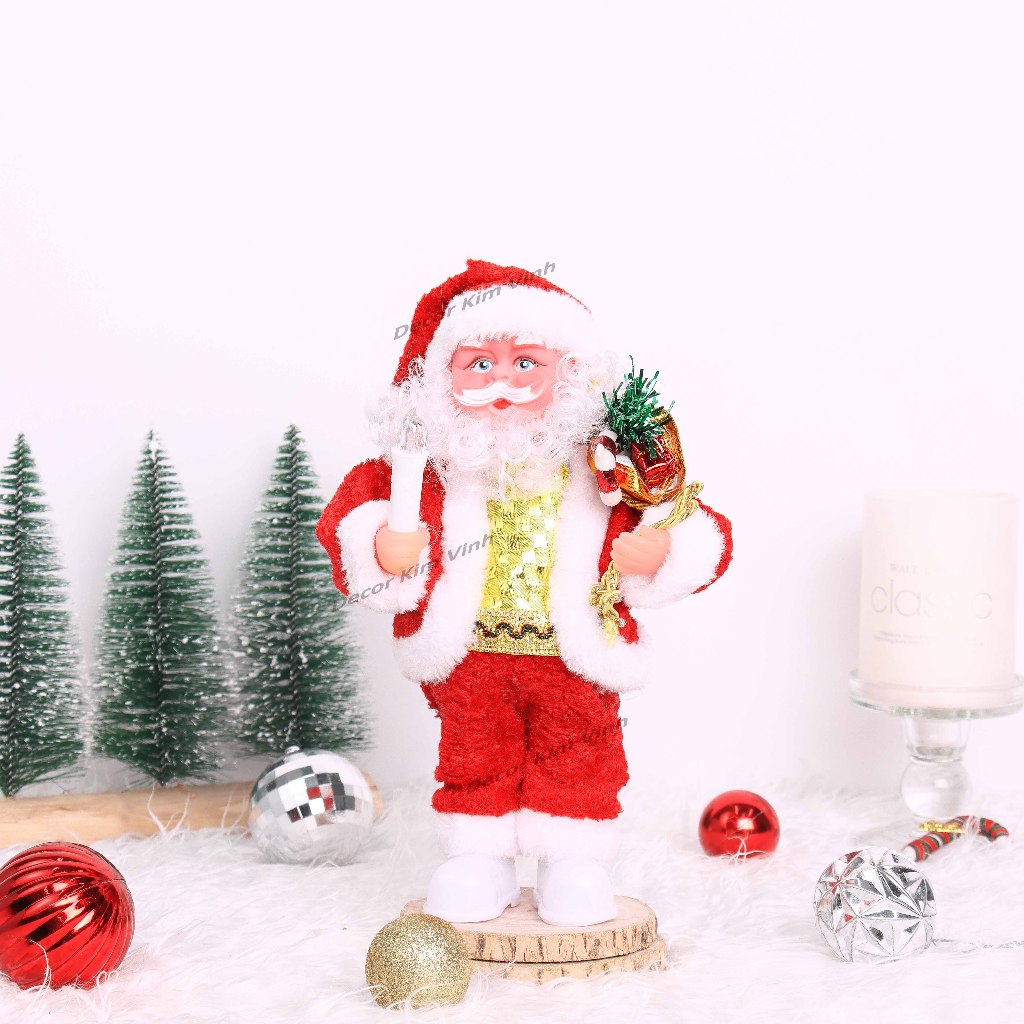 Ông Già Noel Nhún Nhảy Đeo Túi Quà NN01 Trang TríCây Thông Noel Phụ Kiện Giáng Sinh