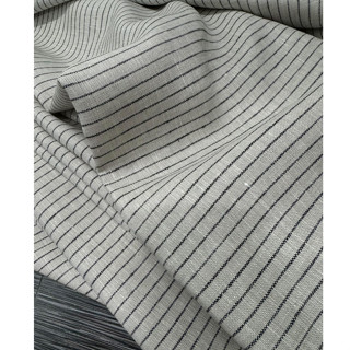 Vải linen tưng premium dày sọc đen nền be vintage, khổ 1m4, linen tưng bố