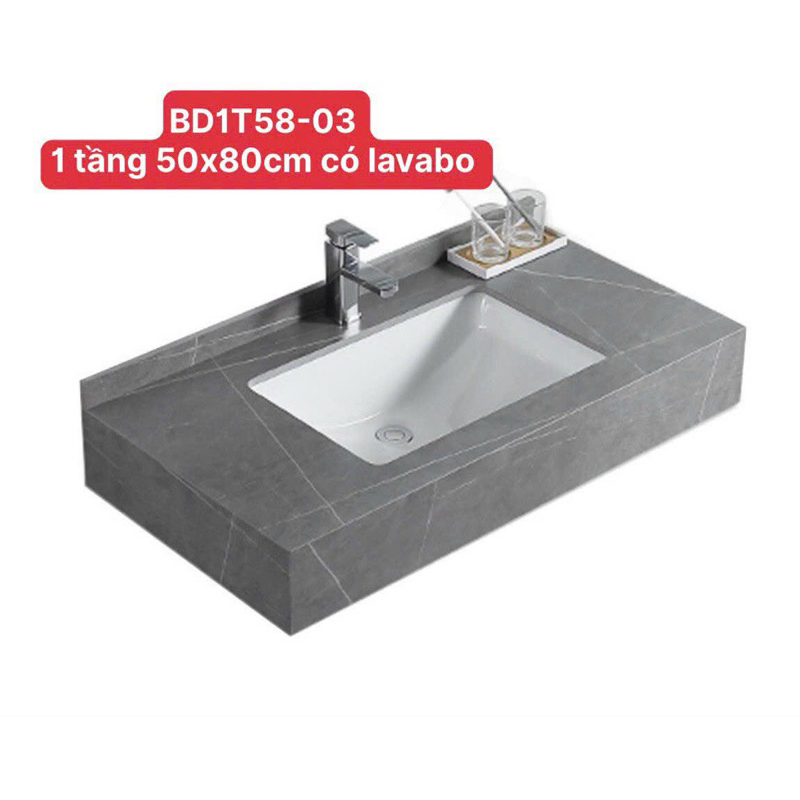 Bàn đá kèm lavabo âm 1 tầng màu xám, đen, trắng