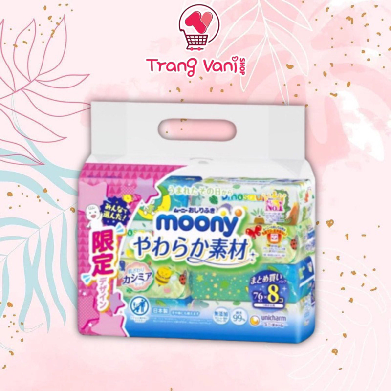 [LỐC 8 GÓI] Khăn Ướt Moony Nội Địa Nhật