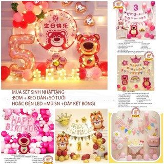 Sét bóng sinh nhật dành cho bé trai,bé gái .sét bóng happy birthday bóng dâu,sét bóng sinh nhật tuổi mèo