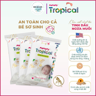 Khăn ướt Mamamy Tropical cho mẹ và bé từ sơ sinh gói 10 tờ tinh dầu cúc vạn thọ, nhỏ gọn, bỏ túi tiện lợi