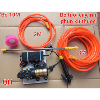 Bộ máy bơm mini 12v tưới cây , tưới lan  cần rút tay khoá ( Cần 1m bằng inox dây đỏ )