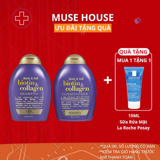 Dầu Gội Xả Dưỡng Dày Tóc Ogx Thick & Full + Biotin & Collagen Shampoo Conditioner 385ml - Muse House