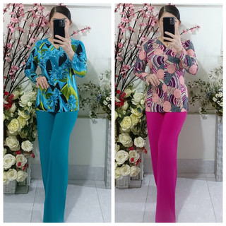 Bộ Bà Ba Bông Quần Màu Ống Rộng_Bảng Bông 4