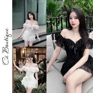 [ có gọng dẻo ]  Sét Cúp Ren Khuy “Nơ ĐÁ “Bẹt Vai Tiểu Thư - Chân Váy Ren Cao Cấp ( có kèm 5 nơ cài )