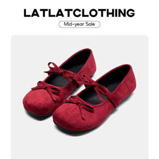 [ SẴN FULLSIZE - SHIP HOẢ TỐC ] Giày búp bê đỏ chất liệu nhung mịn phong cách thời trang dành cho nữ- latlatclothing