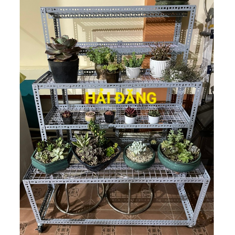 (kệ bánh xe xoay 360*) sắt V3,kệ bậc thang 3 bậc 5 tầng,khung trồng cây cảnh,bonsai,sen đá,cây mini,