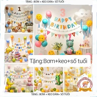 (TẶNG SỐ TUỔI) Tổng hợp Mẫu Trang trí sinh nhật nguyên sét cho bé trai bé gái, sét bóng sinh nhật nhiều mẫu (MIẾN SHIP)