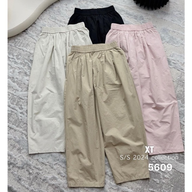 Quần Ống Rộng Form Chuẩn Chất Kaki Mềm Cạp Chun Siêu Hack Dáng_963