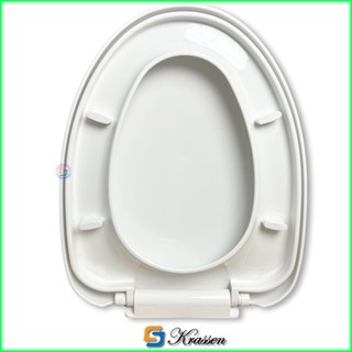 KS.05 - Nắp bồn cầu đóng mở êm cao cấp, rộng 36-37cm, dài 46-48cm thay cho bồn cầu 1 và 2 khối. Nhựa PP màu trắng sữa.