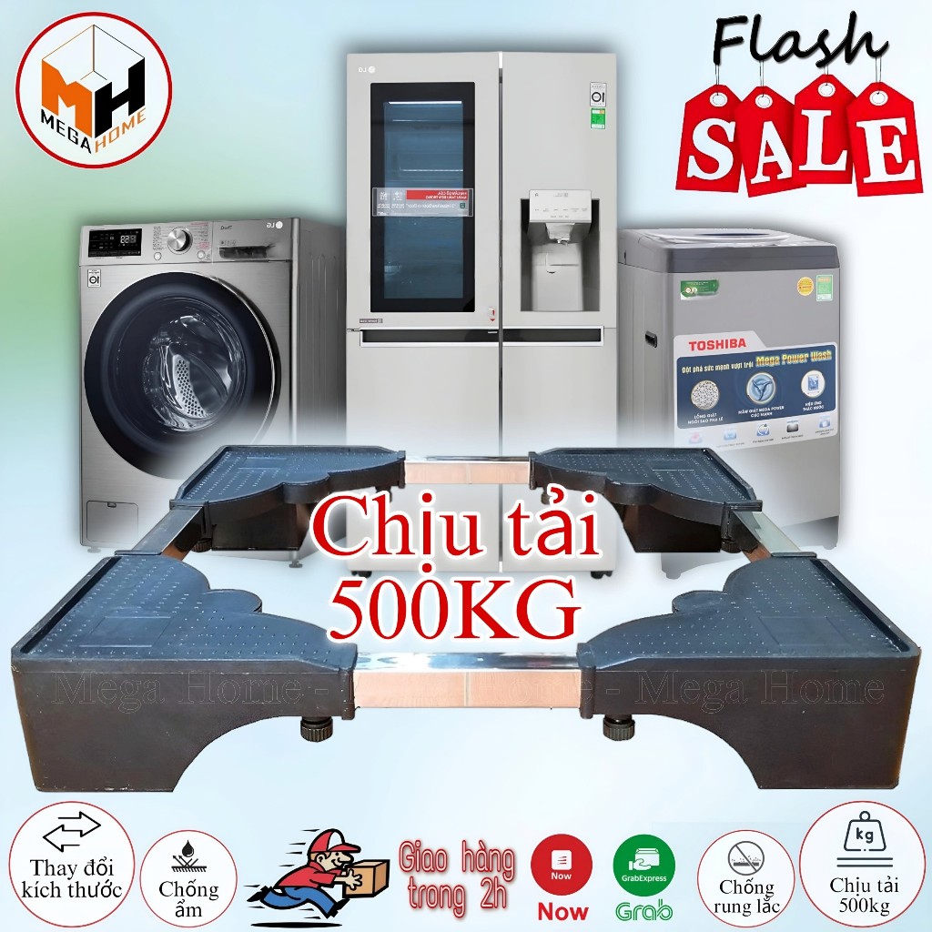 Chân máy giặt, tủ lạnh đa năng, kệ máy giặt máy rửa bát (nặng ~ 5kg, siêu dày, chịu tải 500 kg)