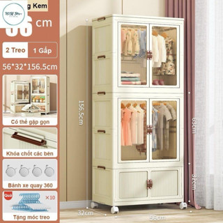 Tủ Treo Quần Áo Để Đồ Cho Bé, Có Bánh Xe Gấp Gọn có cửa trong suốt nhựa cao cấp Minh Nhung Shop