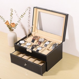 hộp đựng đồng hồ 20 chiếc bọc da màu đen