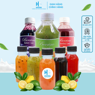 Sinh tố Berrino chai 120ml vị chanh dây dâu đào việt quất xoài kiwi, nguyên liệu Hucha