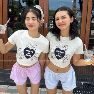 (XẢ HÀNG COLECTION CŨ) Áo phông cộc tay nữ hình in BÉ THIÊN THẦN | Áo thun croptop cộc nay nữ xinh